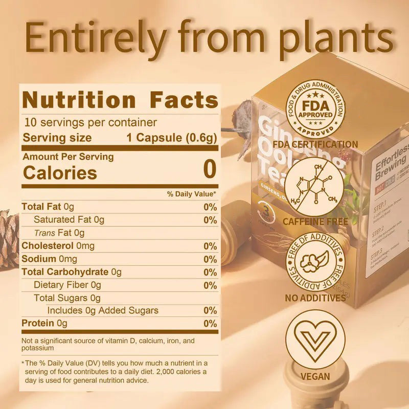 Slimoly Clean Strength Energy Tea - Ginseng Herbal Beverage for Men - Natural Focus & Stamina Boost