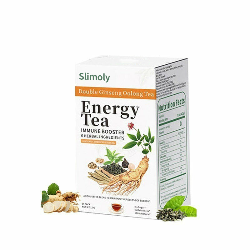 Slimoly Clean Strength Energy Tea - Ginseng Herbal Beverage for Men - Natural Focus & Stamina Boost