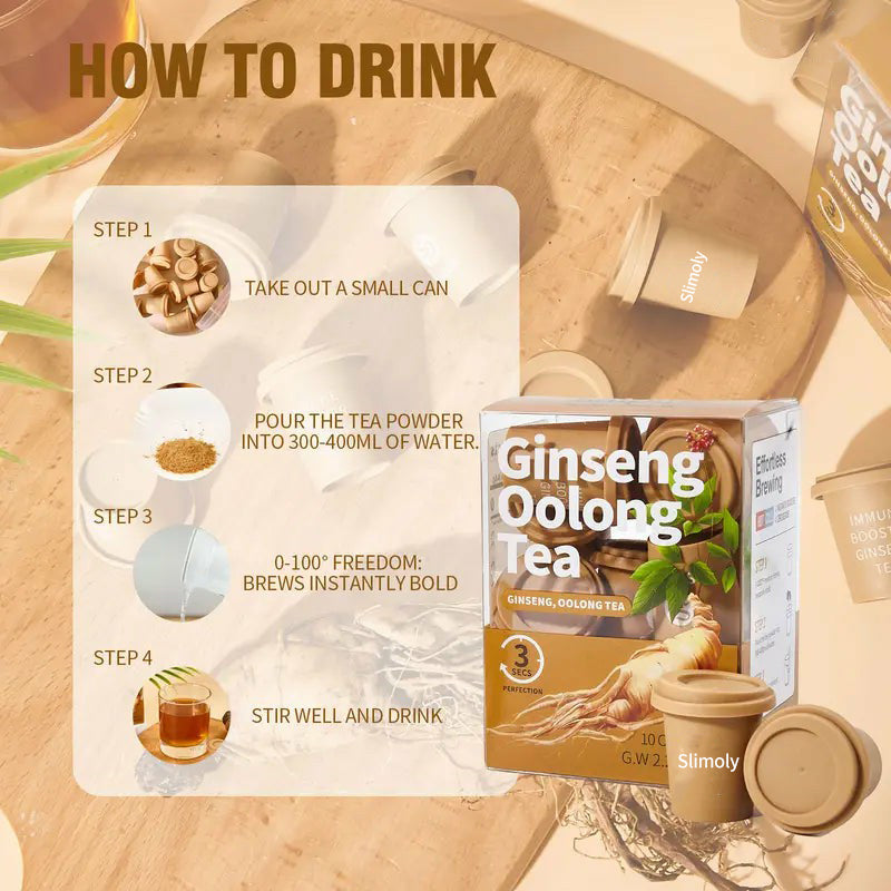 Slimoly Clean Strength Energy Tea - Ginseng Herbal Beverage for Men - Natural Focus & Stamina Boost