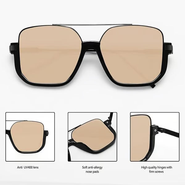 Retro Unisex Fashionable All-match Tinted Lens Aviator Sunglasses