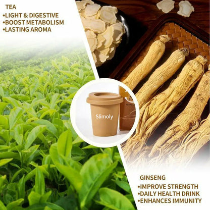 Slimoly Clean Strength Energy Tea - Ginseng Herbal Beverage for Men - Natural Focus & Stamina Boost