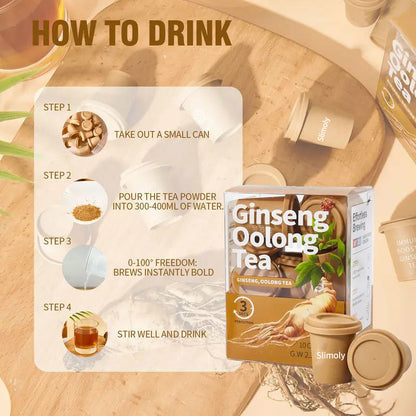 Slimoly Clean Strength Energy Tea - Ginseng Herbal Beverage for Men - Natural Focus & Stamina Boost