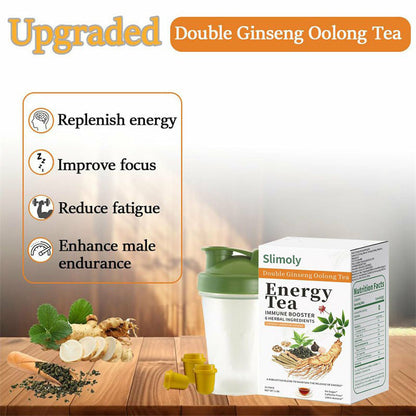 Slimoly Clean Strength Energy Tea - Ginseng Herbal Beverage for Men - Natural Focus & Stamina Boost