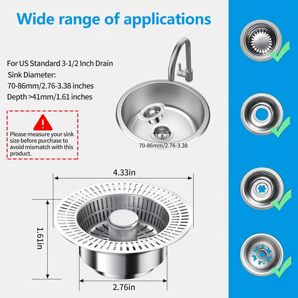 🔥New Upgraded 3-in-1 Kitchen Sink Drain Strainer