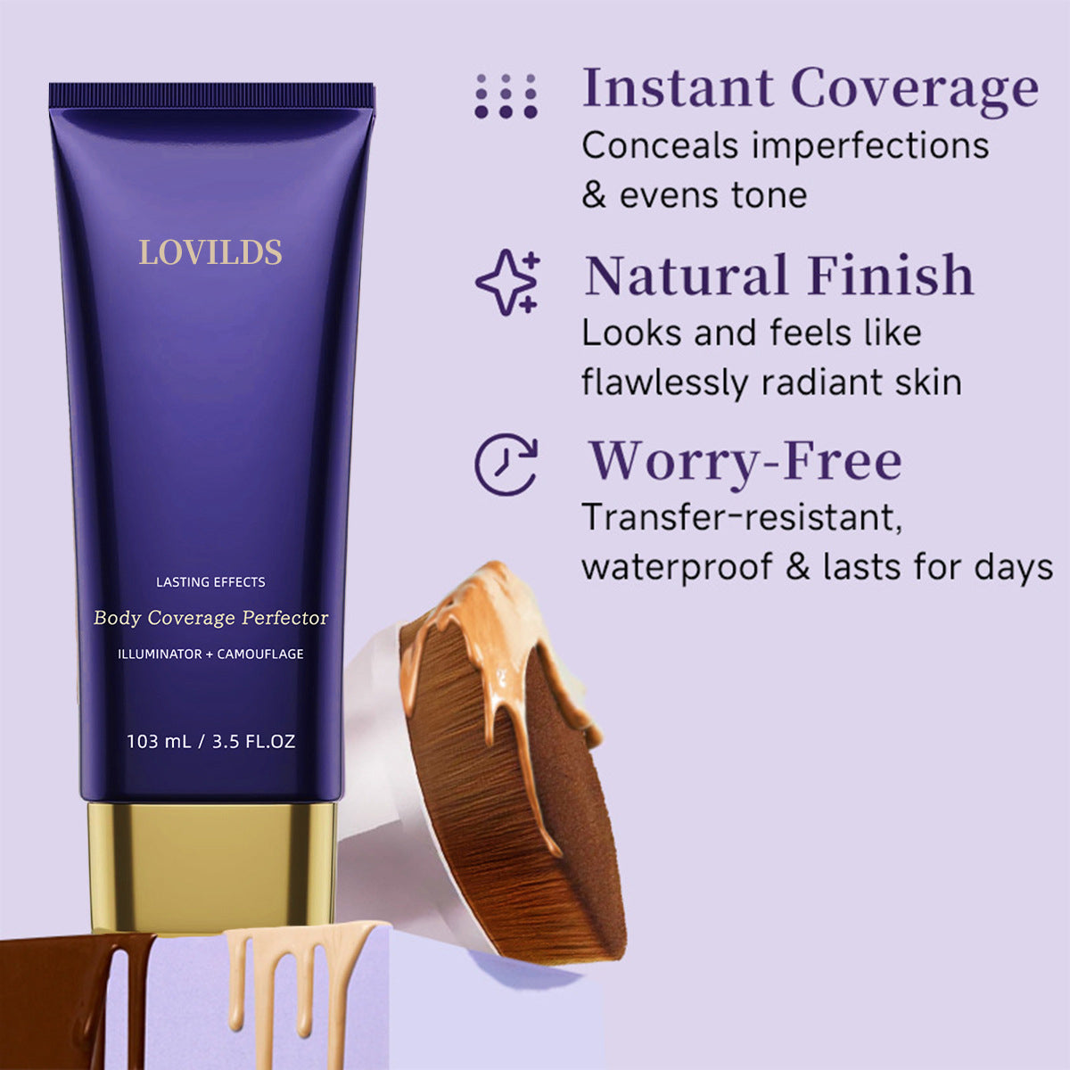 💥LOVILDS™ Body Concealer,Body Coverage Perfector – Waterproof & Sweatproof Leg & Body Makeup, Concealer & Tattoo Cover-Up